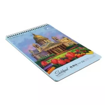 Альбом для смешанных техник, А4, 30 листов, на гребне, "Исаакиевский", обложка мелованный картон, матовая ламинация, жёсткая подложка, блок голубой оф