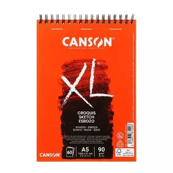 Альбом на спирали для графики CANSON XL Croquis, 14.8 х 21 см, 60 листов, легкое зерно, Слоновая кость, 90 г/м2