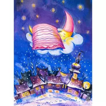 Алмазная мозаика 22×32 см, с подрамником, с полным заполнением, 22 цв. «Сонная зимняя ночь»