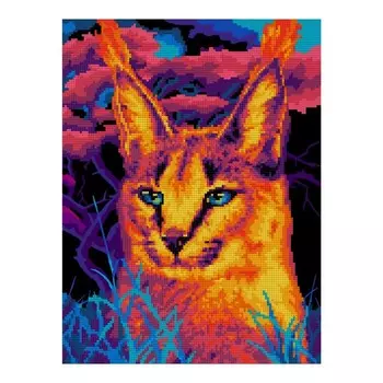 Алмазная мозаика, 30 40 см, частичное заполнение «Яркая рысь»
