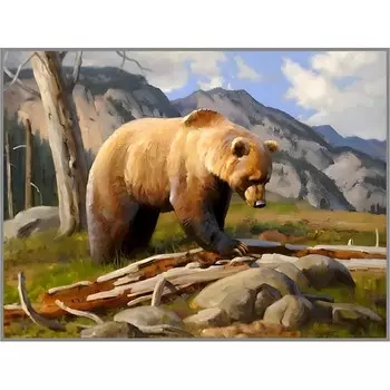 Алмазная мозаика без подрамника «Бурый» 40 30 см, 37 цветов