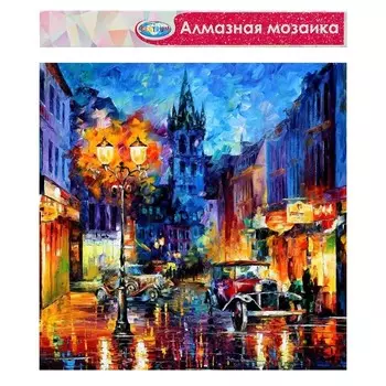 Алмазная мозаика без подрамника, частичное заполнение «Вечерний город» 40 × 30 см + наклейка