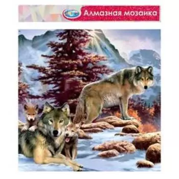 Алмазная мозаика без подрамника, частичное заполнение «Волки» 30×40 см