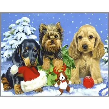 Алмазная мозаика без подрамника «Милые щенки» 40 30 см, 35 цветов