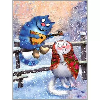 Алмазная мозаика без подрамника «По морозу босиком» 30 40 см, 34 цвета