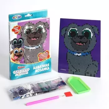 Алмазная мозаика частичное заполнение, «Дружные мопсы. Бинго» 20 × 15 см