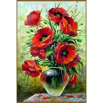 Алмазная мозаика «Маковый букет» 19 29 см