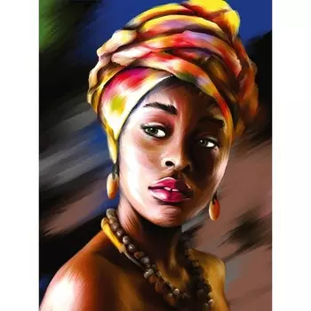 Алмазная мозаика на подрамнике с полным заполнением «Девушка в платке», 30х40см