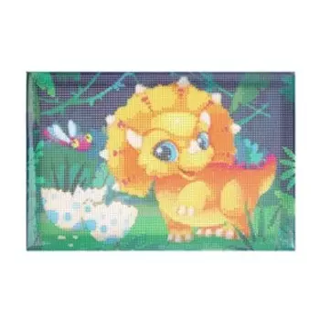 Алмазная мозаика на подрамнике с полным заполнением «Динозавр в джунглях», 20 30 см