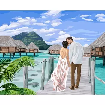 Алмазная мозаика на подрамнике с полным заполнением «Пара на отдыхе», 40х50см