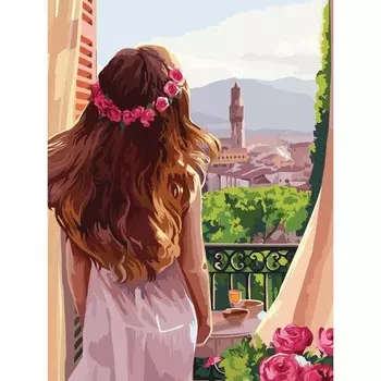 Алмазная мозаика на подрамнике с полным заполнением «Вид из окна», 30 40 см