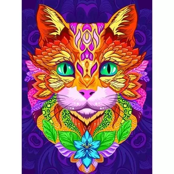 Алмазная мозаика на подрамнике с полным заполнением «Волшебная кошка», 30 40 см