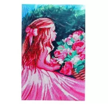 Алмазная мозаика с частичным заполнением «Девочка с велосипедом» 20x30 см, на подрамнике