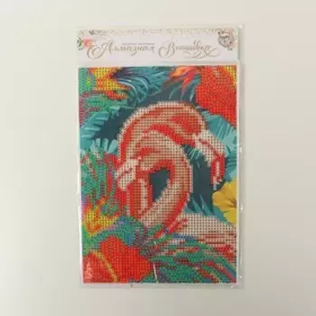 Алмазная мозаика с частичным заполнением на холсте «Фламинго», 15 х 21 см