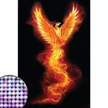 Алмазная мозаика с частичным заполнением «Огненный феникс» 20х30 см на холсте
