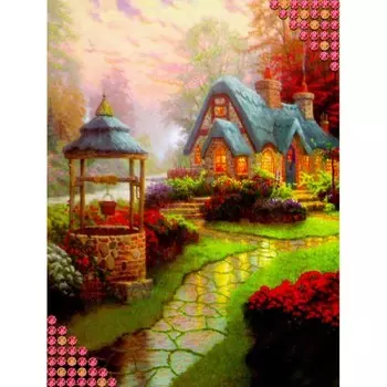 Алмазная мозаика с частичным заполнением «Сказочный домик», 30х40 см