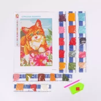 Алмазная мозаика с полным заполнением на холсте «Кот», 20 х 30 см