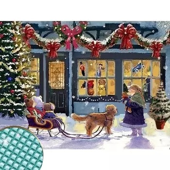 Алмазная мозаика с полным заполнением «Магазин игрушек», 22 × 32 см, холст, ёмкость. Набор для творчества