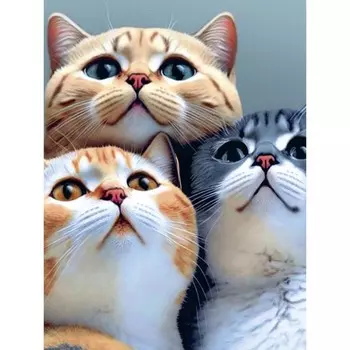 Алмазная мозаика с полным заполнением на холсте «Коты», 3040 см
