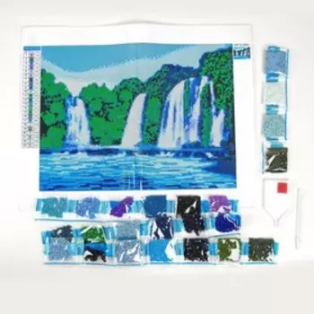 Алмазная мозаика с полным заполнением на холсте «Водопад», 22 х 32 см