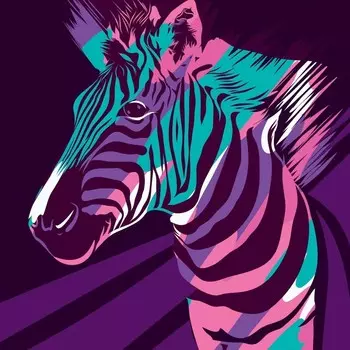 Алмазная мозаика с полным заполнением «Зебра» 20х20 см, на подрамнике