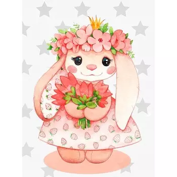 Алмазная мозаика «Зайка в венке», 15 20 см