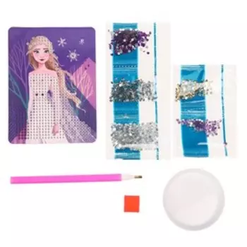 Алмазная мозаика на шкатулке с частичным заполнением для детей «Холодное сердце», 12 х 9 х 4 см