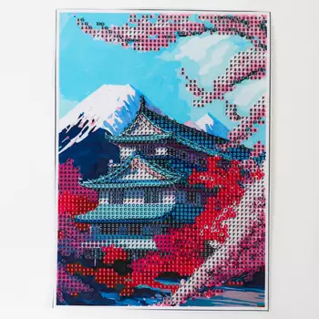 Алмазная мозаика с частичным заполнением на холсте «Сакура», 15 х 21 см