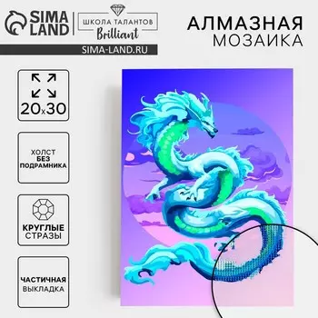 Алмазная вышивка с частичным заполнением на холсте «Небесный дракон», 2030 см