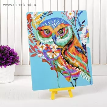 Алмазная вышивка «Сова-красавица», с подставкой, с частичным заполнением