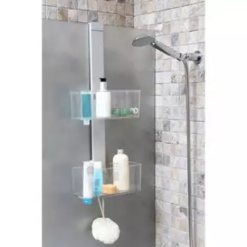 Алюминиевая стойка с 2-мя глубокими полками, 29х13х11 см, для душевой кабины, прозрачно-натуральная