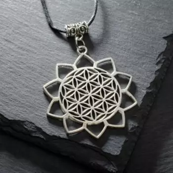 Амулет "Цветок Жизни" на шнурке, цвет серебро