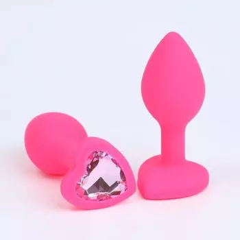 Анальная пробка Оки-Чпоки, с кристаллом Сердце, Soft силикон, 2875 мм, розовый