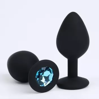 Анальная пробка с кристаллом, без вибрации, Soft силикон, 3580 мм, черный