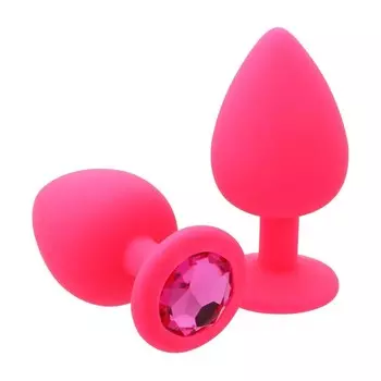 Анальная пробка Оки-Чпоки, с кристаллом, без вибрации, Soft силикон, 4494 мм, розовый