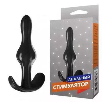 Анальная пробка, рельеф- капля, 10 см, черный