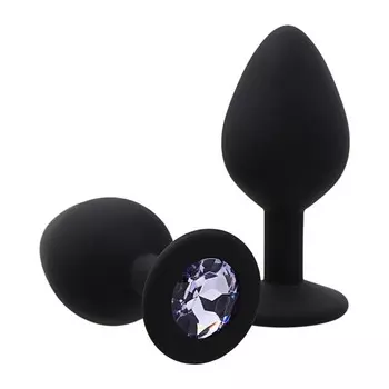 Анальная пробка с кристаллом, софт-силикон, 3580 мм, черный