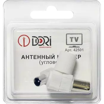 Антенный штекер DORI угловой, белый, 1шт