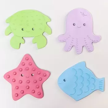 Антискользящие мини-коврики для ванны. Серия SEA ANIMALS, SOFT COLORS. 12 шт.