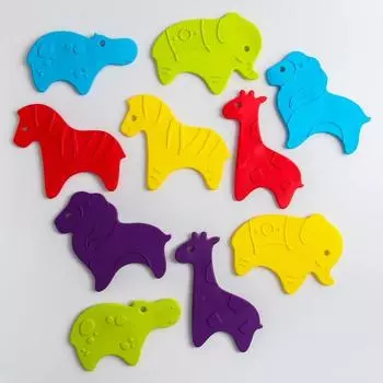 Антискользящие мини-коврики ROXY-KIDS для ванны. Серия SAFARI. Цвета в ассортименте. 10 шт.