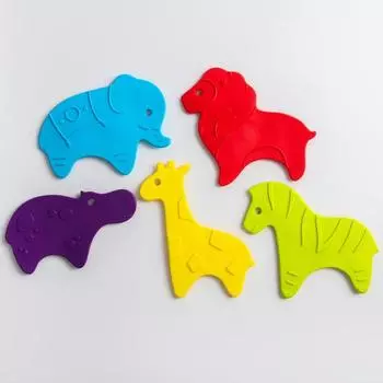 Антискользящие мини-коврики ROXY-KIDS для ванны. Серия SAFARI. Цвета в ассортименте. 5 шт.