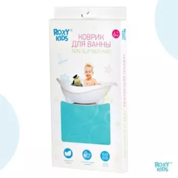 Антискользящий резиновый коврик для ванны ROXY-KIDS. 35 x 76 см. Цвет аквамарин.