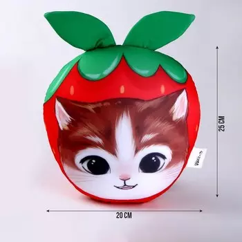 Подушка декоративная антистресс «Котик-клубничка»