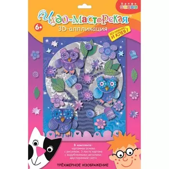 Аппликация 3D «Совы на ветке»