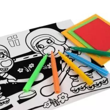 Аппликация и раскраска на бархате «Оранжевая корова» 17×23см