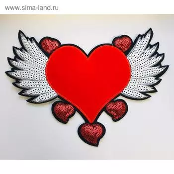 Аппликация «Красное сердце с крыльями», размер 22x17 см