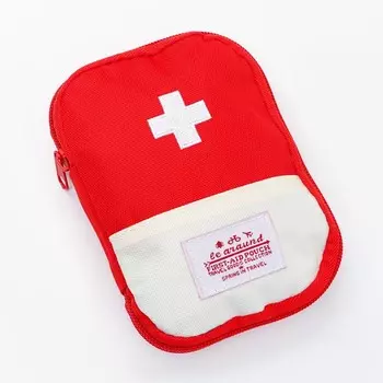Косметичка-аптечка походная на молнии, с отделами, на подкладке, красная