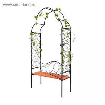 Арка садовая, разборная, со скамейкой, 250 122 44 см, металл