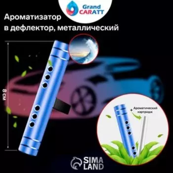 Ароматизатор в дефлектор Grand Caratt, металл, 8 см, морской, синий