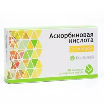 Аскорбиновая кислота с глюкозой ЛекАлтай, 40 таблеток по 1 г